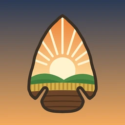 First Rise app icon: an arrowhead showing a sunrise over fields.